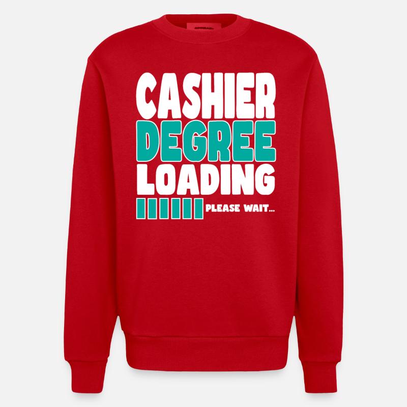 Cashier invites training - Heavyweight Oversized Organic Crew Neck Made in EU - red