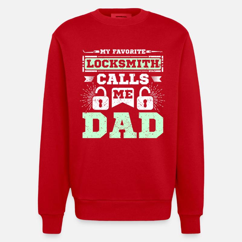 Mon serrurier préféré m’appelle papa - Sweat bio épais oversize fabriqué en UE - rouge