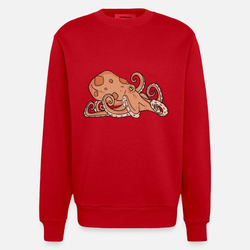 Octopus Octopus - Sweat bio épais oversize fabriqué en UE - rouge