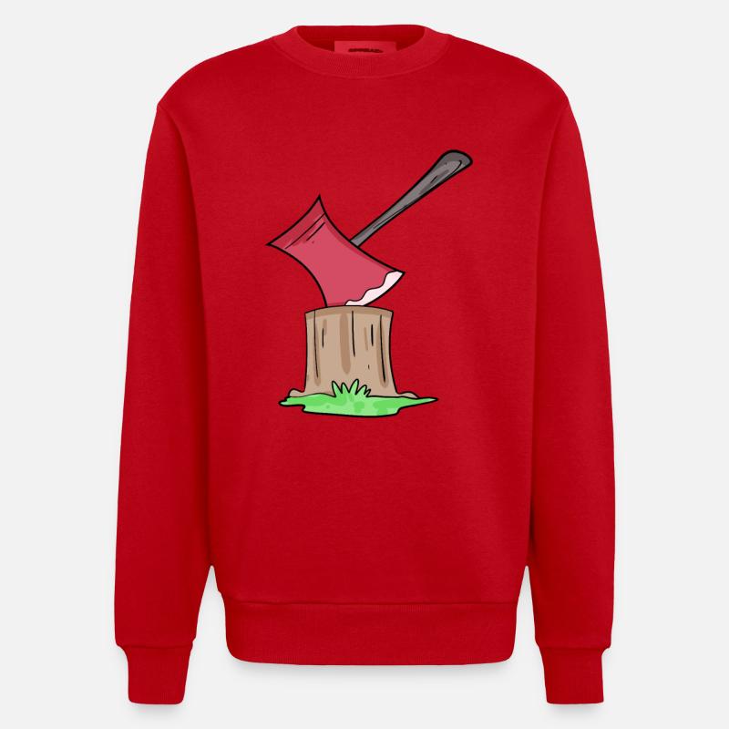 Axe Lumberjack - Heavyweight Oversized Organic Crew Neck Made in EU - red