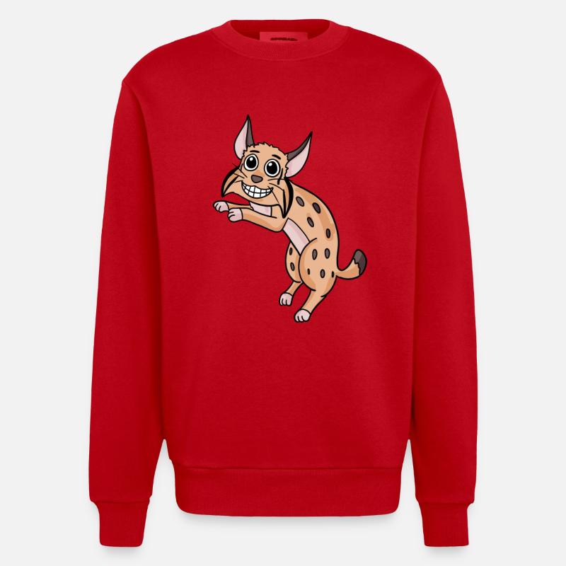 Pardelluchs Luchs Wildkatze Iberischer Luchs - Heavyweight Oversized Organic Crew Neck Made in EU - Rot