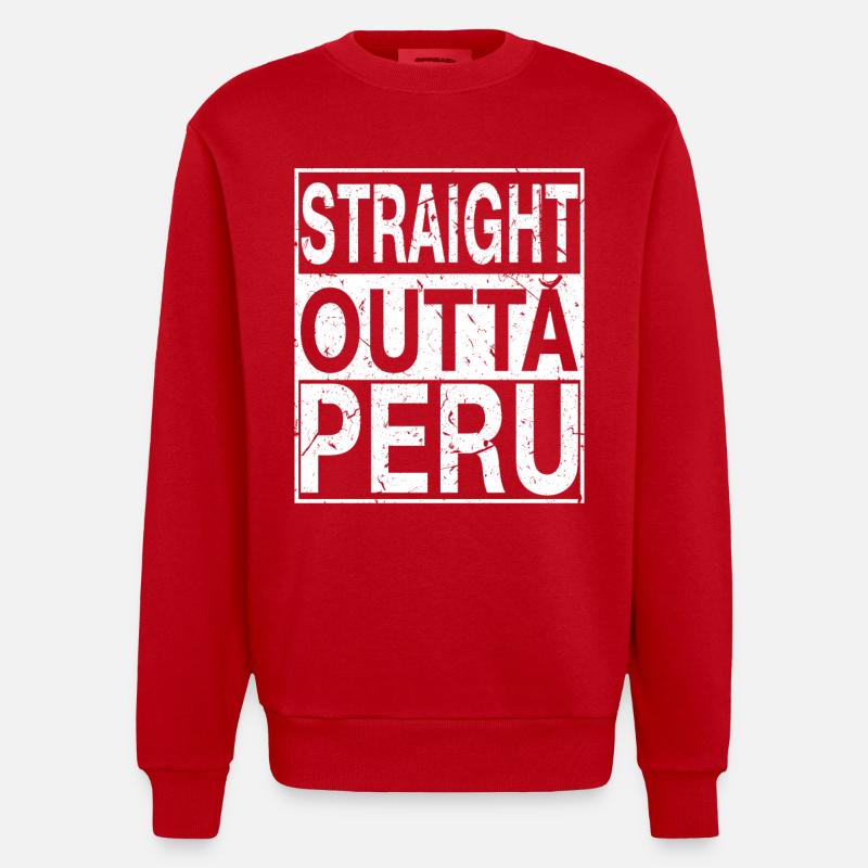 Peru Straight outta Peru - Heavyweight Oversized Organic Crew Neck Made in EU - red