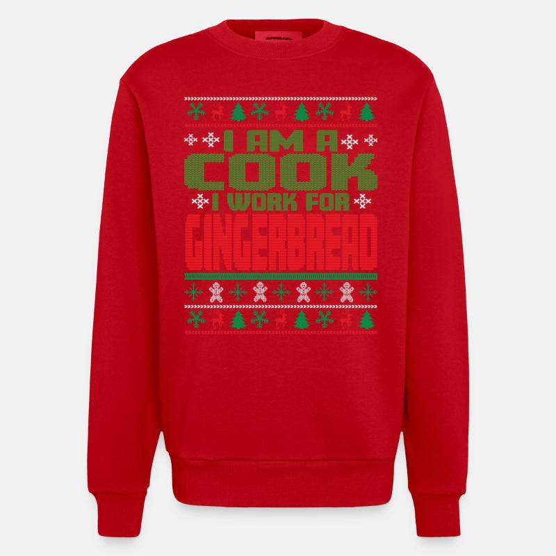 Koch Weihnachten Spruch - Heavyweight Oversized Organic Crew Neck Made in EU - Rot