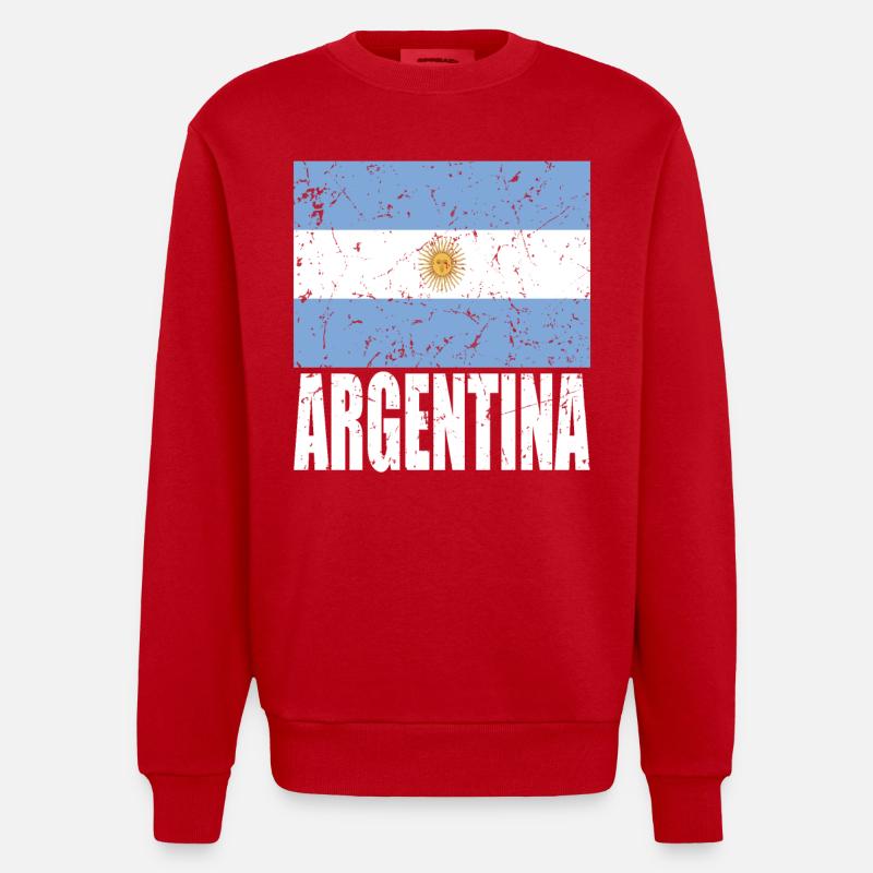 Drapeau de l’ARGENTINE - Sweat bio épais oversize fabriqué en UE - rouge