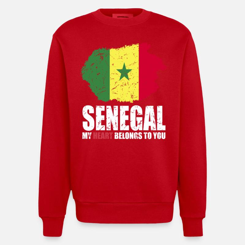 Drapeau du Sénégal - Sweat bio épais oversize fabriqué en UE - rouge
