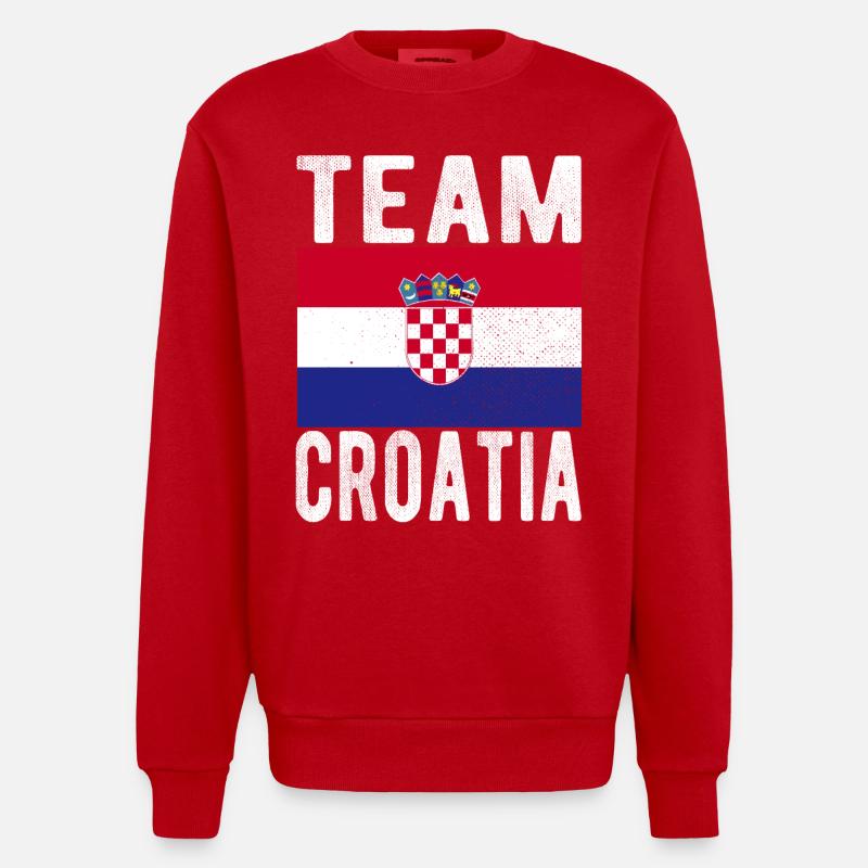 Drapeau de la Croatie - Sweat bio épais oversize fabriqué en UE - rouge