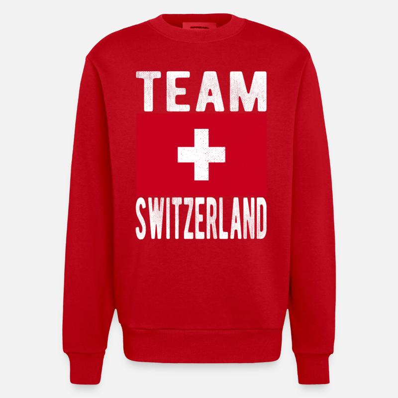 Drapeau de la Suisse - Sweat bio épais oversize fabriqué en UE - rouge