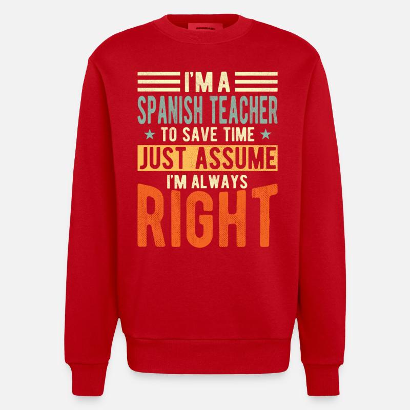 Enseignant - Sweat bio épais oversize fabriqué en UE - rouge