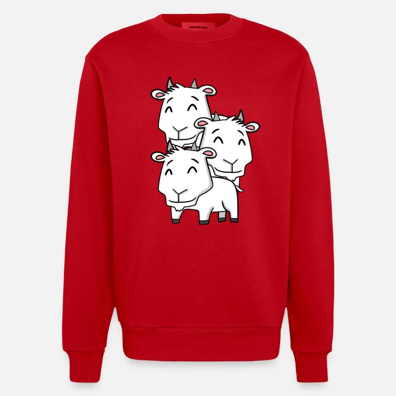 Chèvres mignonnes - Chèvre - Sweat bio épais oversize fabriqué en UE - rouge