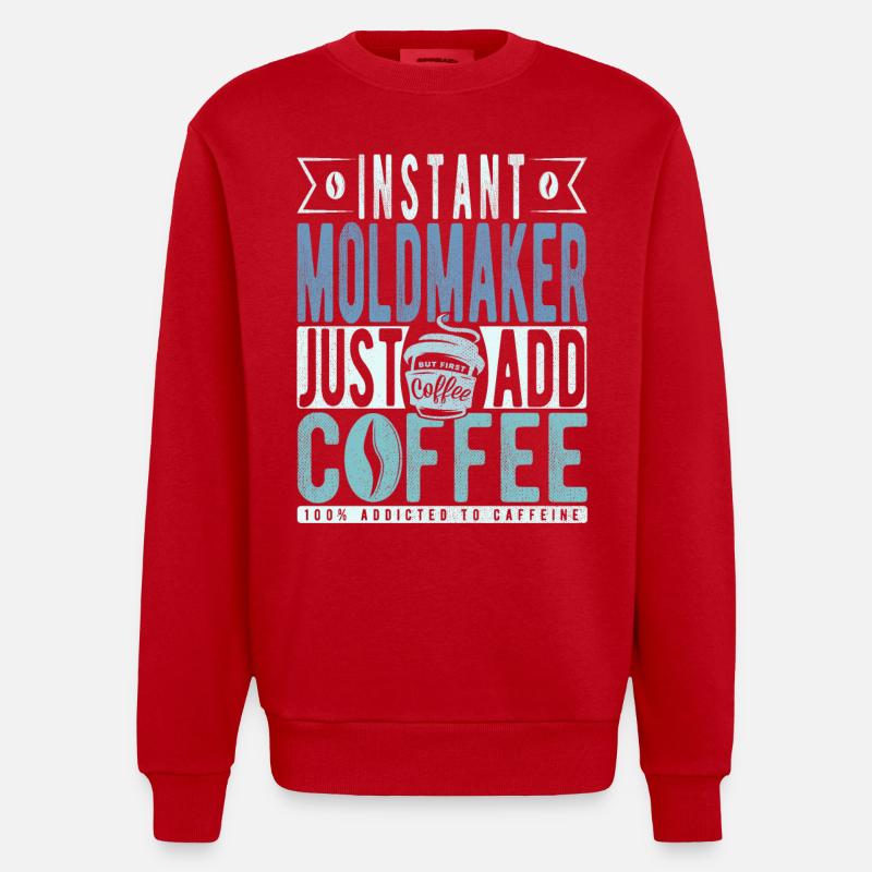 Formenbauer Kaffee Spruch - Heavyweight Oversized Organic Crew Neck Made in EU - Rot