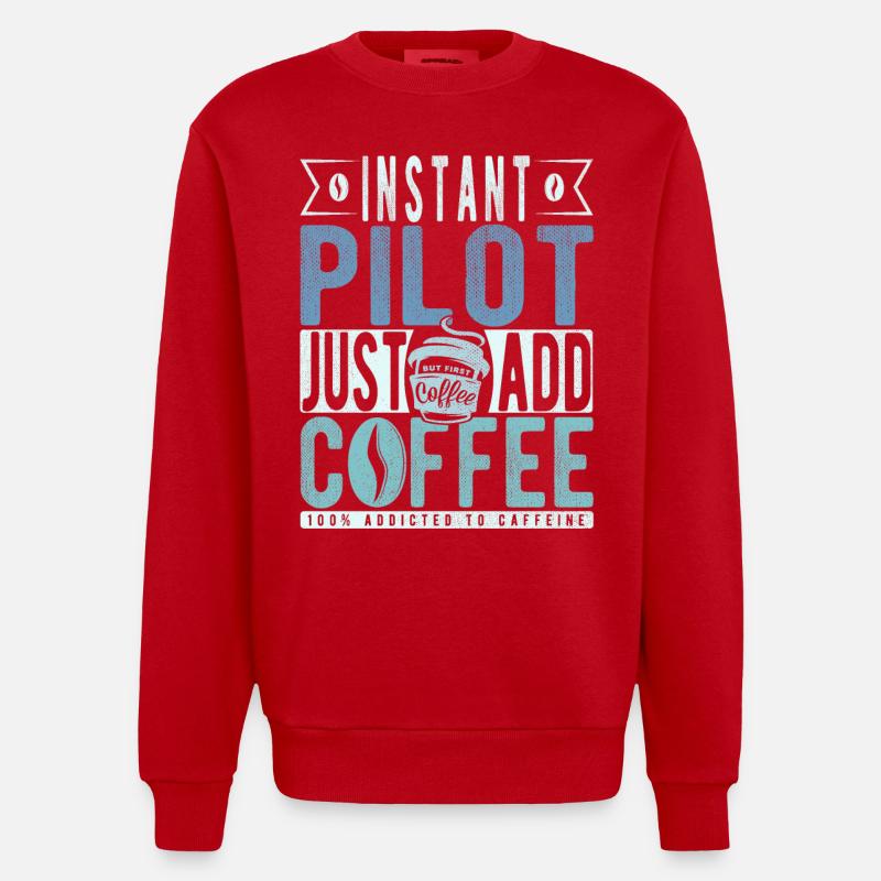 Dicton de café pilote - Sweat bio épais oversize fabriqué en UE - rouge