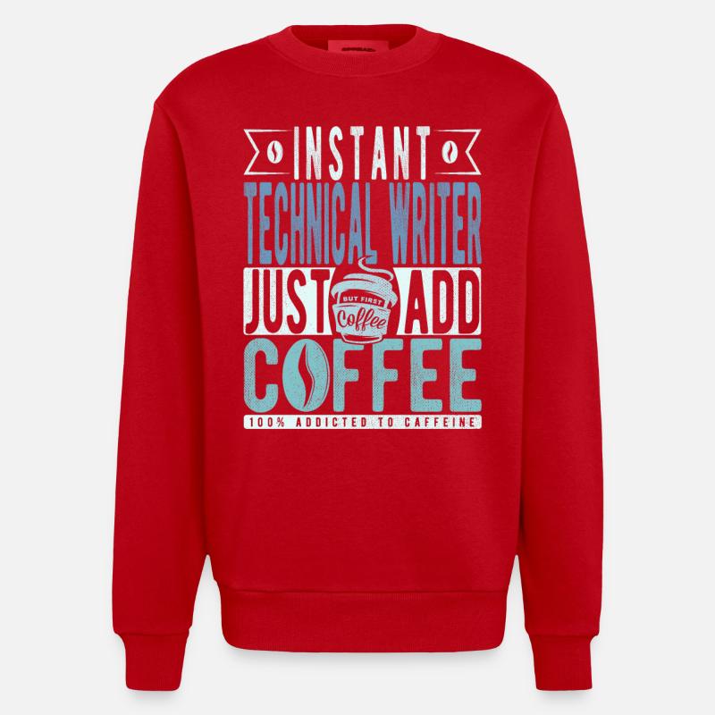 Rédacteur technique Café Dicton - Sweat bio épais oversize fabriqué en UE - rouge