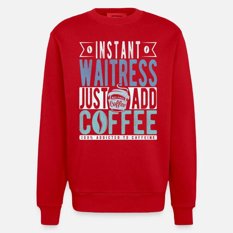 Kellnerin Kaffee Spruch - Heavyweight Oversized Organic Crew Neck Made in EU - Rot
