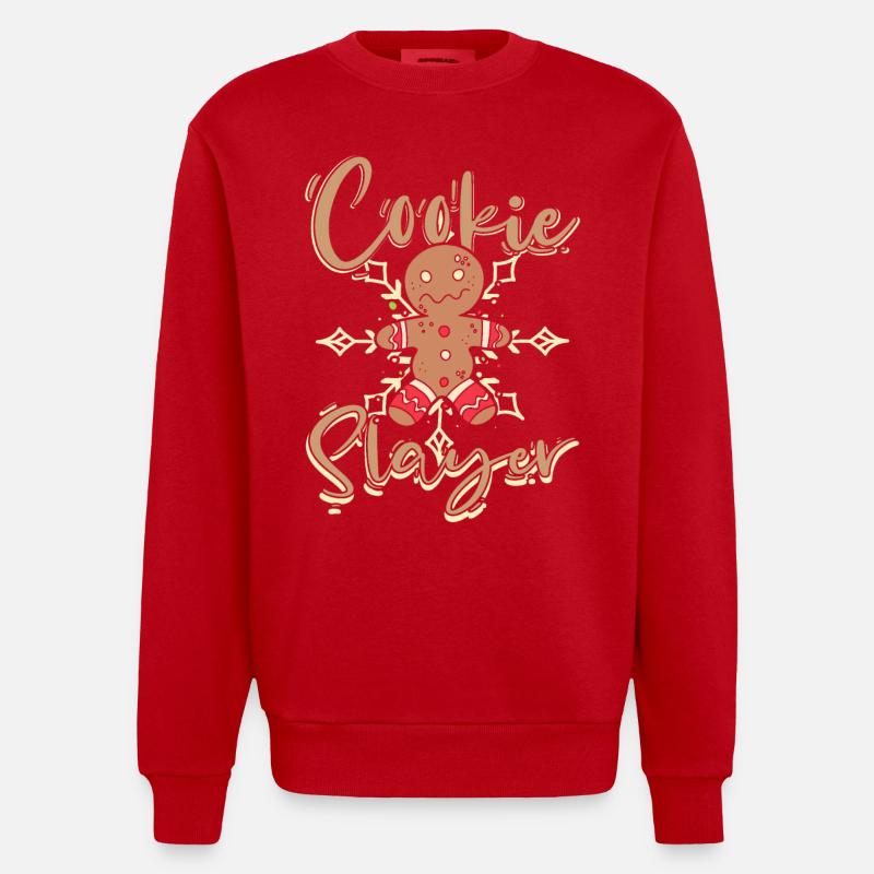 Tueuse de biscuits de Noël - Sweat bio épais oversize fabriqué en UE - rouge