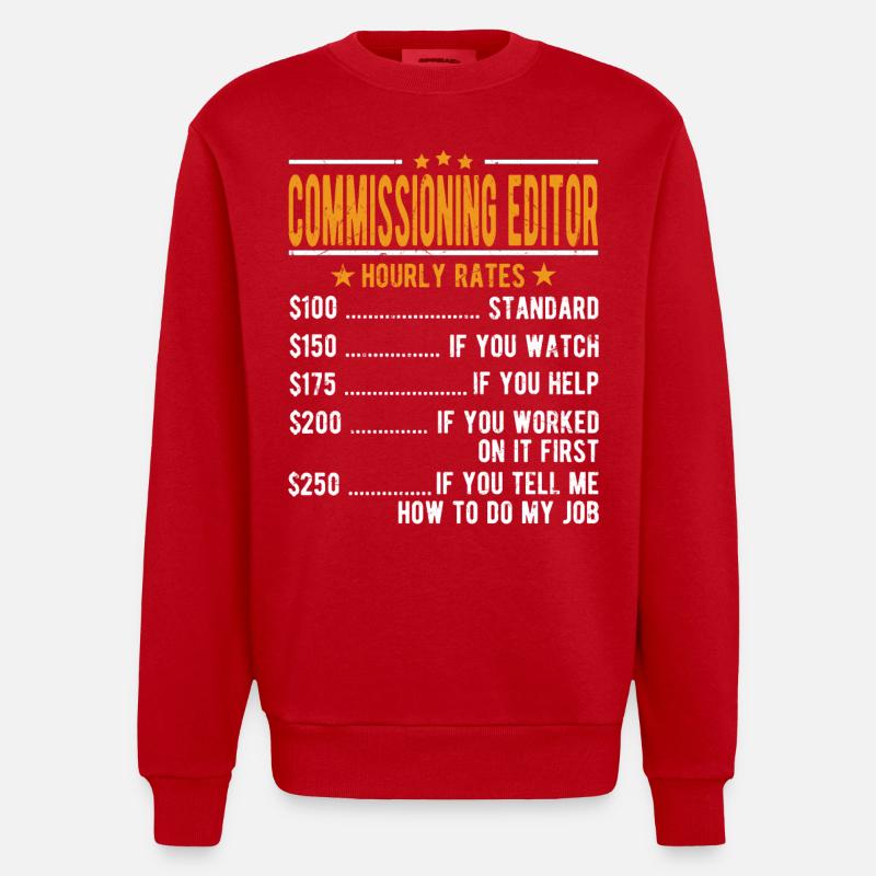 Editor Hourly Wage - Heavyweight Oversized Organic Crew Neck Made in EU - red