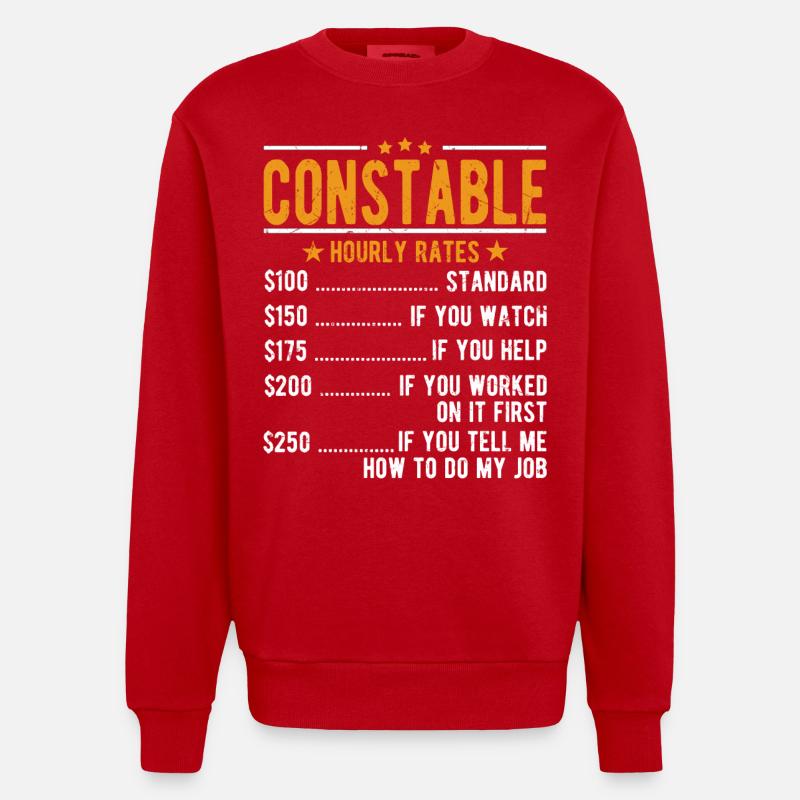 Salaire horaire du policier - Sweat bio épais oversize fabriqué en UE - rouge