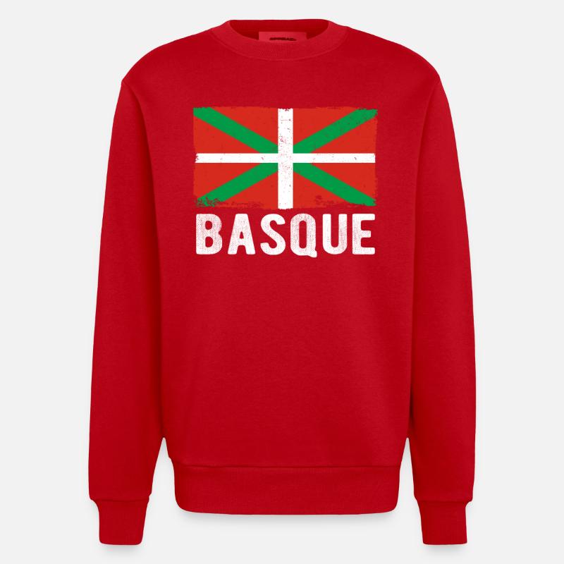 Basque Country Basque Flag - Heavyweight Oversized Organic Crew Neck Made in EU - red
