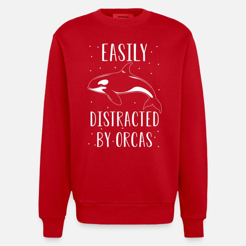 Orca Whale Saying - Heavyweight Oversized Organic Crew Neck Made in EU - red