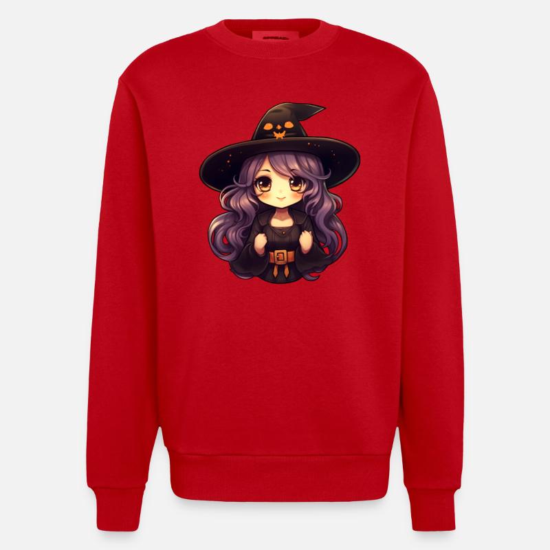 Comic Witch - Heavyweight Oversized Organic Crew Neck Made in EU - red