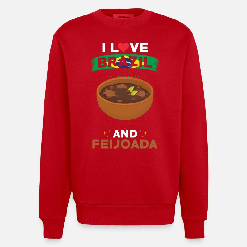 Feijoada, Brésil, Cuisine brésilienne - Sweat bio épais oversize fabriqué en UE - rouge