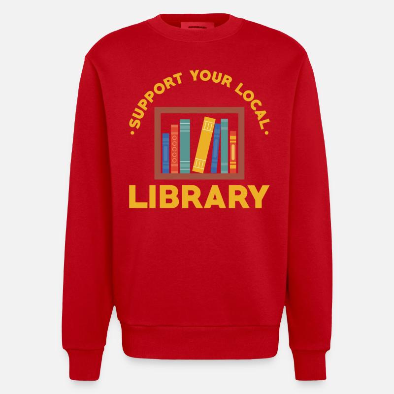 Bibliothèque locale du bibliothécaire - Sweat bio épais oversize fabriqué en UE - rouge