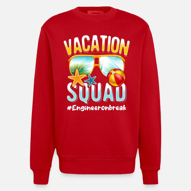 Ingénieur Vacation Squad #Engineeronbreak - Sweat bio épais oversize fabriqué en UE - rouge