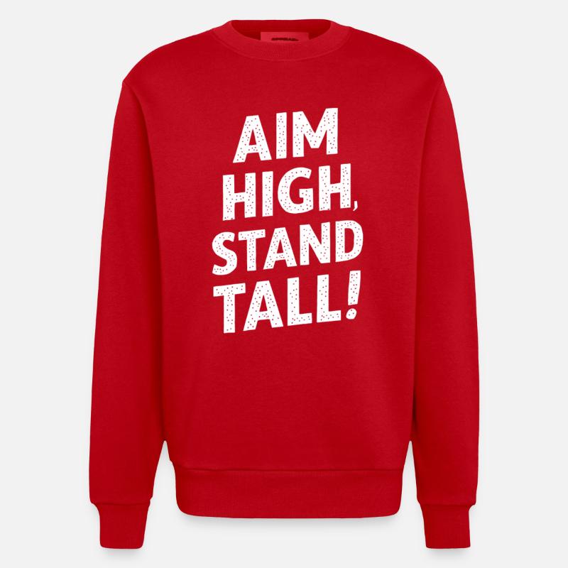 Aim High, Stand Great - Heavyweight Oversized Organic Crew Neck Made in EU - red