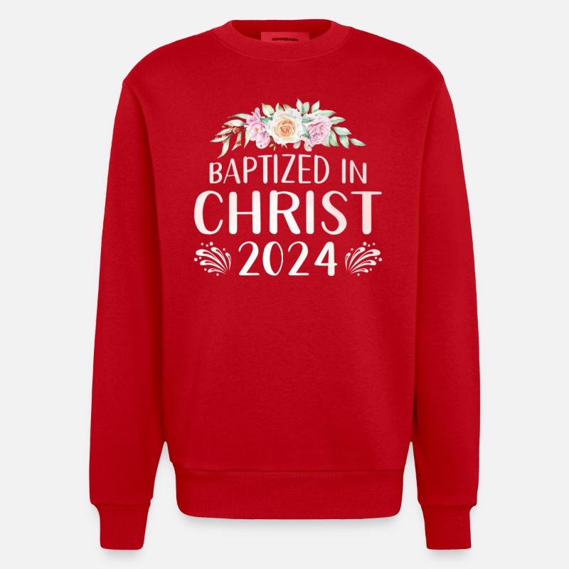 Baptized In Christ 2024 - Heavyweight Oversized Organic Crew Neck Made in EU - red
