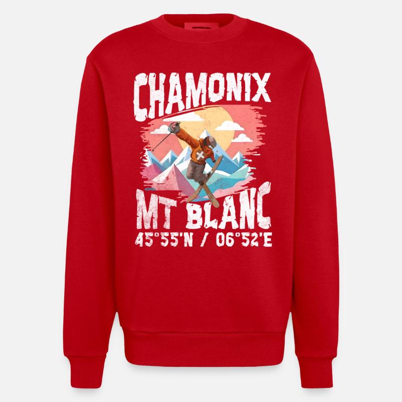 Chamonix free style - Sweat bio épais oversize fabriqué en UE - rouge