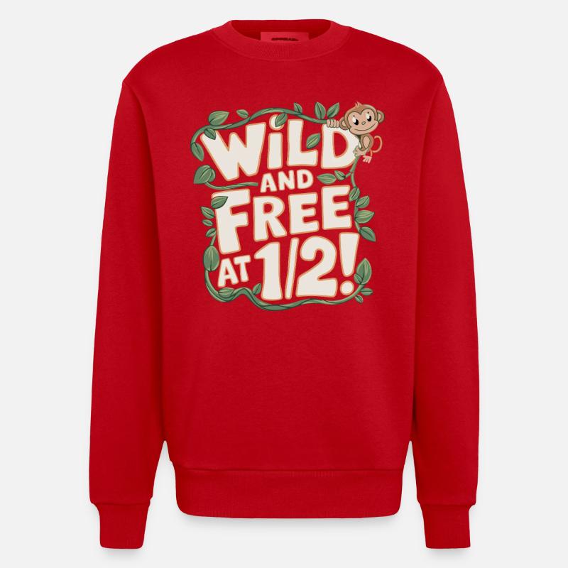 Anniversaire demi-mois sauvage et libre - Sweat bio épais oversize fabriqué en UE - rouge