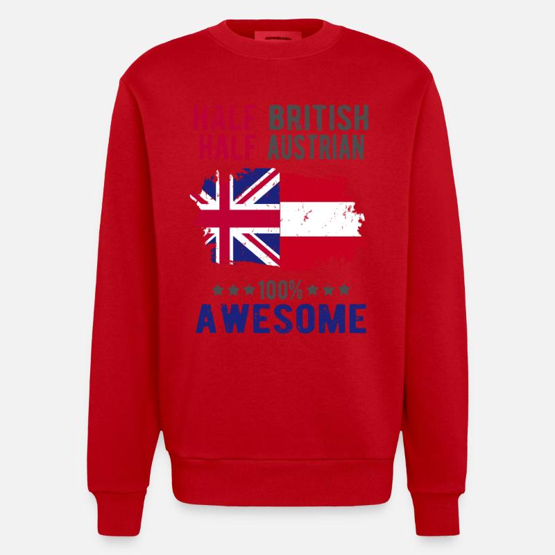 Half British Half Austrian - Heavyweight Oversized Organic Crew Neck Made in EU - red