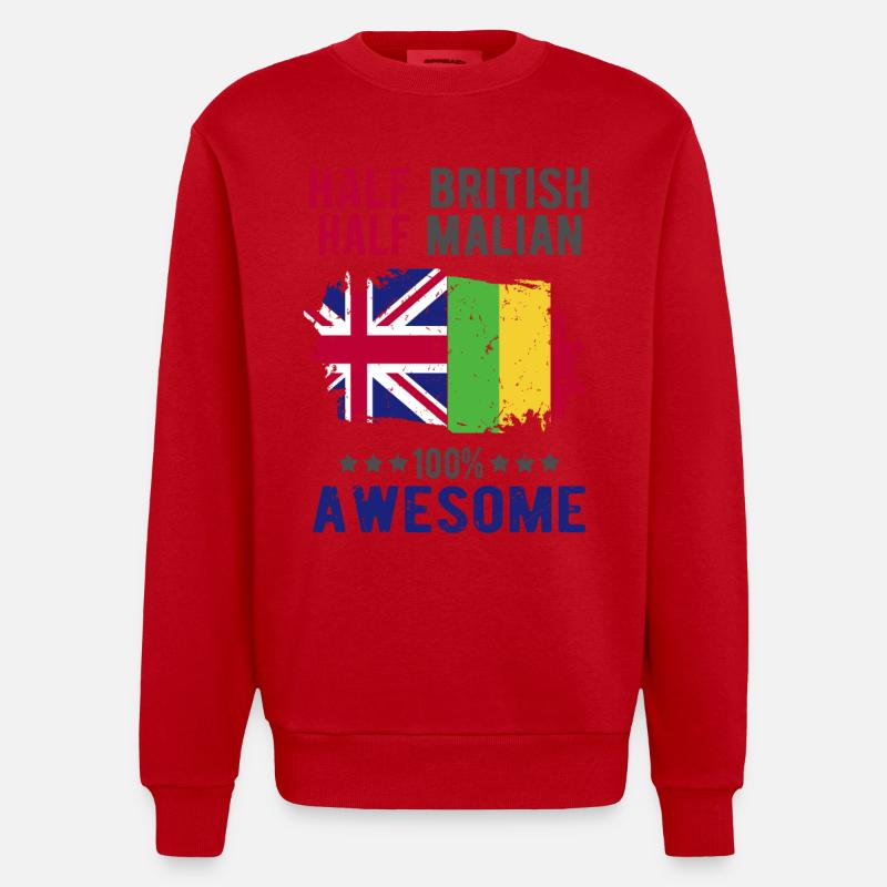 Half British Half Malians - Heavyweight Oversized Organic Crew Neck Made in EU - red