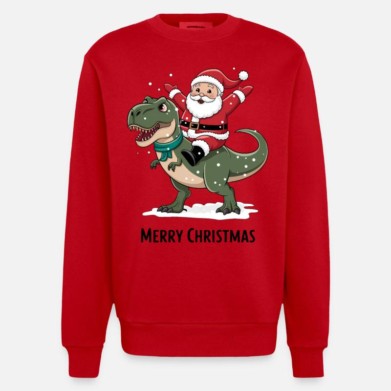 Dinosaure T-Rex Père Noël - Sweat bio épais oversize fabriqué en UE - rouge