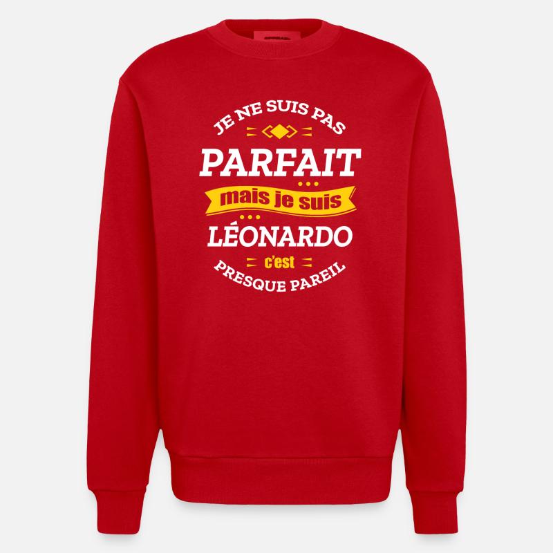 LÉONARDO PARFAIT - PRENOM LÉONARDO - Sweat bio épais oversize fabriqué en UE - rouge