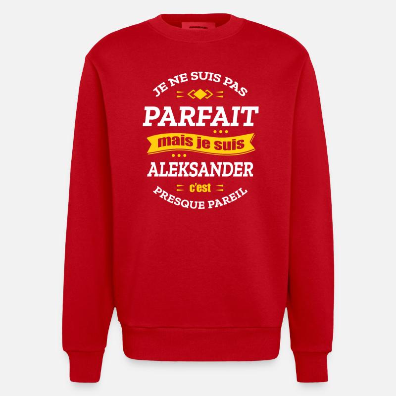 ALEKSANDER PARFAIT - PRENOM ALEKSANDER - Sweat bio épais oversize fabriqué en UE - rouge