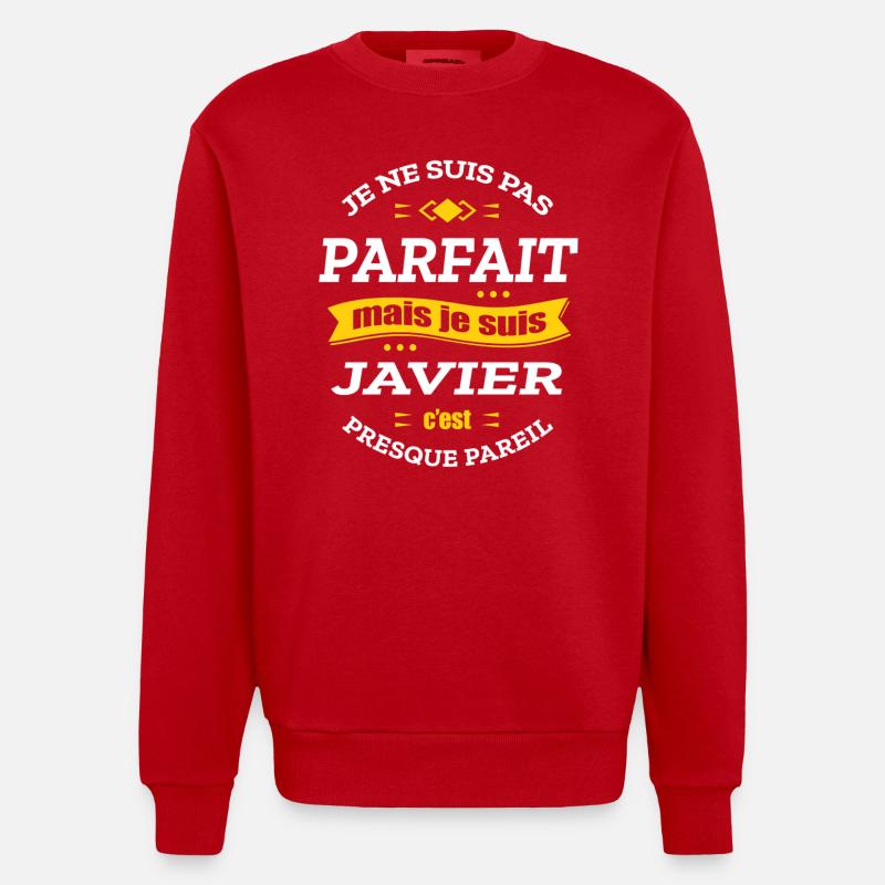 JAVIER PARFAIT - PRENOM JAVIER - Sweat bio épais oversize fabriqué en UE - rouge