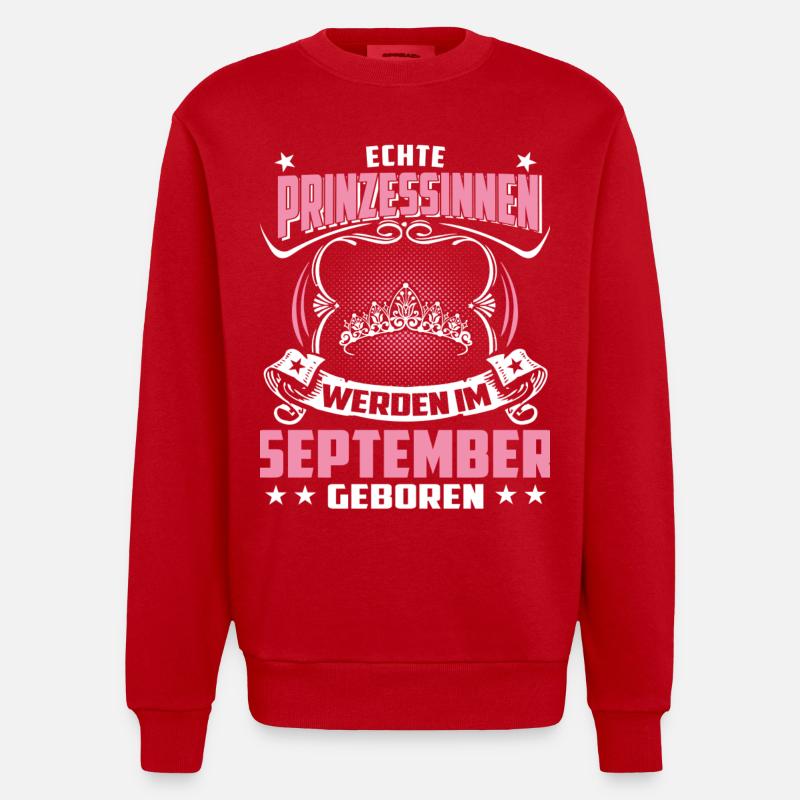 Septembre - anniversaire - princesse 3 - Sweat bio épais oversize fabriqué en UE - rouge