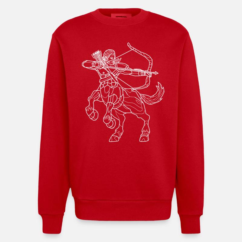 Centaure - blanc - Sweat bio épais oversize fabriqué en UE - rouge