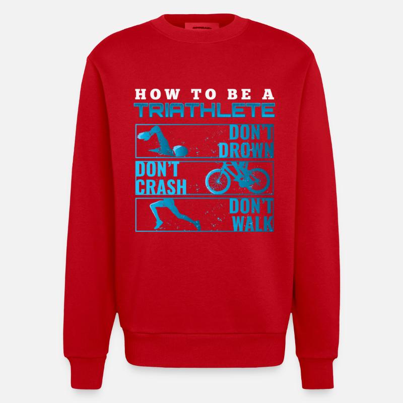 Triathlon Tshirt Geschenk Evolution Männer - Heavyweight Oversized Organic Crew Neck Made in EU - Rot