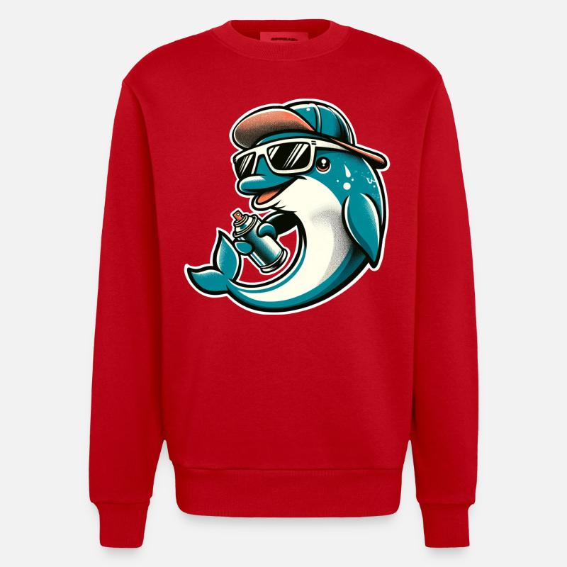 Bombe aérosol Dolphin Graffiti - Sweat bio épais oversize fabriqué en UE - rouge