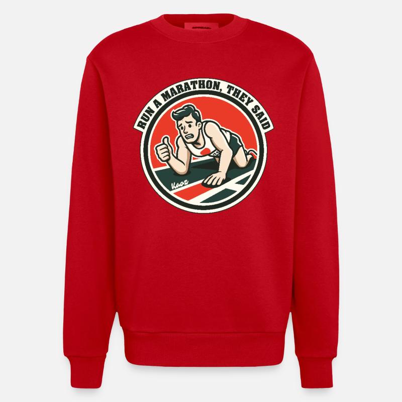 Courir un marathon, ont-ils dit - Sweat bio épais oversize fabriqué en UE - rouge