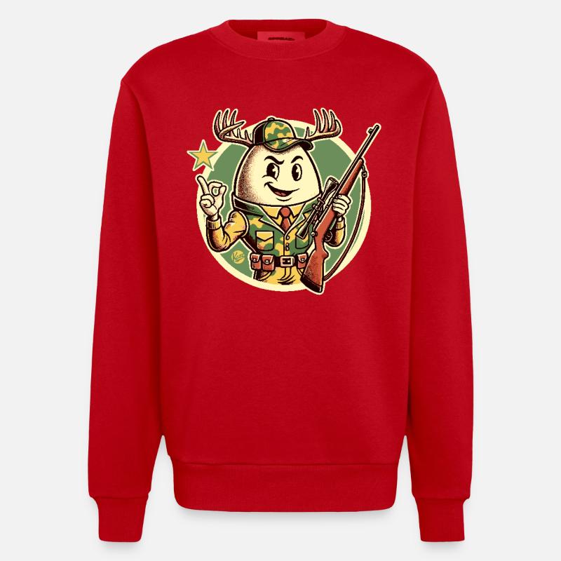Jäger-Ei mit Hirschgeweih - Heavyweight Oversized Organic Crew Neck Made in EU - Rot