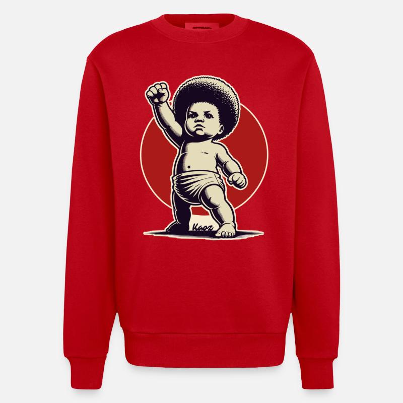Bébé en pose de liberté - Sweat bio épais oversize fabriqué en UE - rouge