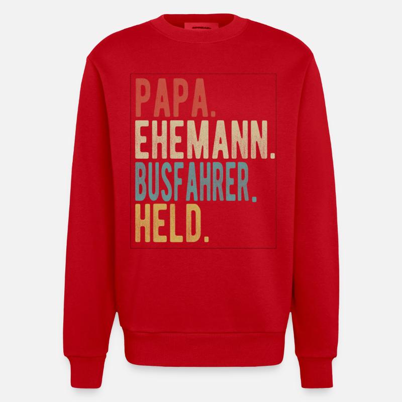 Busfahrer Papa Ehemann Held - Heavyweight Oversized Organic Crew Neck Made in EU - Rot