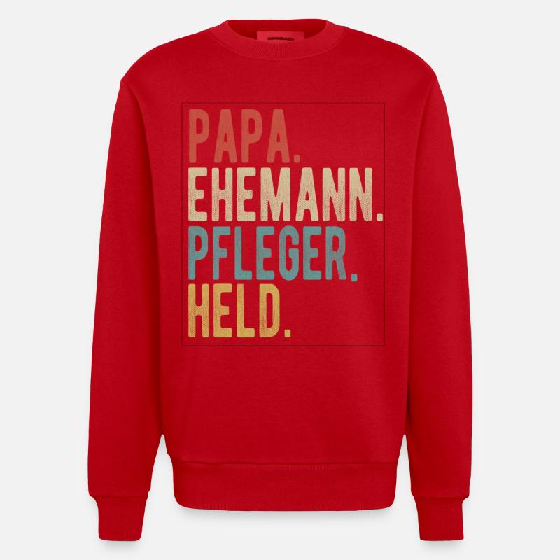 Pfleger Papa Ehemann Held - Heavyweight Oversized Organic Crew Neck Made in EU - Rot