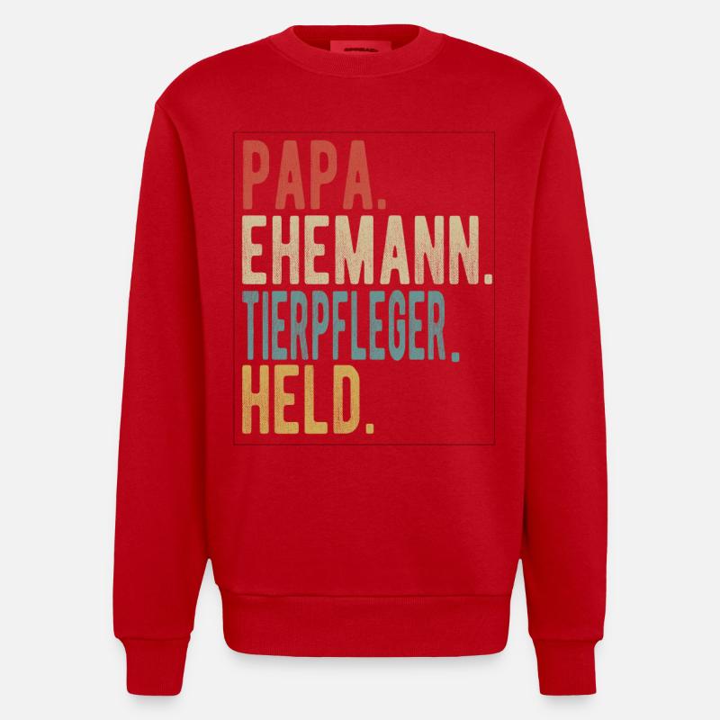 Tierpfleger Papa Ehemann Held - Heavyweight Oversized Organic Crew Neck Made in EU - Rot