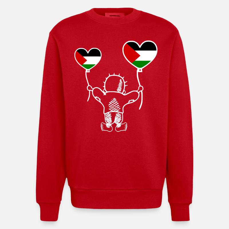 Handala free palestine - Sweat bio épais oversize fabriqué en UE - rouge