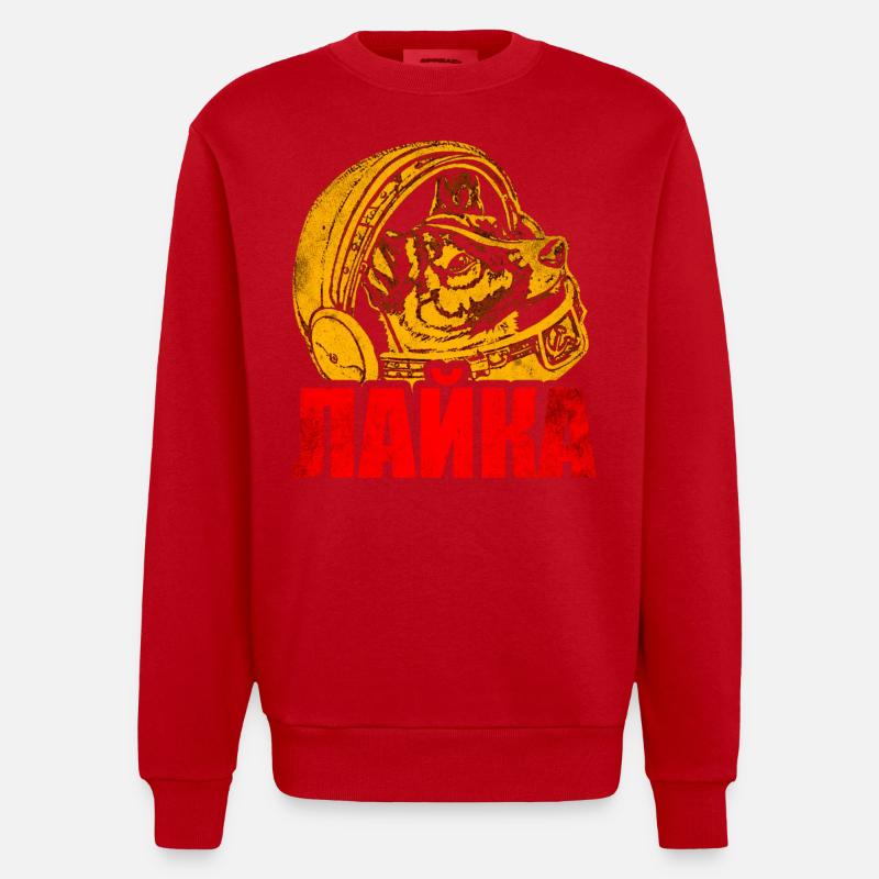 Laika Chien de l’espace - Sweat bio épais oversize fabriqué en UE - rouge