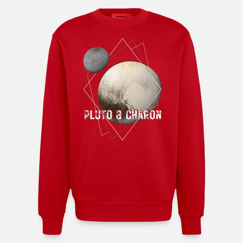 Pluto und Charon - Heavyweight Oversized Organic Crew Neck Made in EU - Rot
