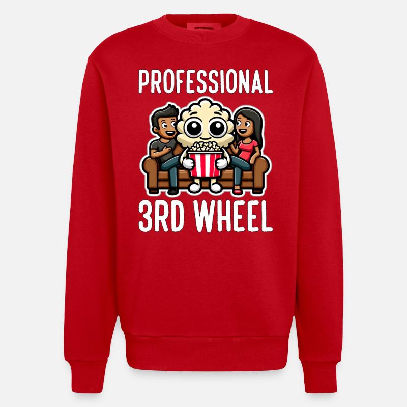 PROFESSIONAL THIRD WHEEL - GIFT - Heavyweight Oversized Organic Crew Neck Made in EU - red